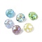 Crackle Moonlight Style K9 Glass Rhinestone Cabochons, Pointed Back, Flat Round, Mixed Color, 10x5.6mm