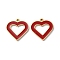 Ion Plating(IP) 304 Stainless Steel Pendants, with Enamel, Heart Charm, Golden, 17x16x1.5mm, Hole: 1.4mm