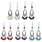 Halloween Skull Dyed Synthetic Turquoise & Alloy Dangle Earrings, Brass Jewelry for Women, Mixed Color, 83x27.5mm