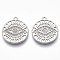 Brass Micro Pave Clear Cubic Zirconia Pendants, Flat Round with All Seeing Eye, Nickel Free, Real Platinum Plated, 19x17x2mm, Hole: 1.2mm