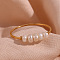 Nuggets Stainless Steel & Natural Freshwater Pearl Beads Finger Rings, Golden, Inner Diameter: 16.2~16.5mm
