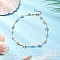 Synthetic Turquoise Starfish & Natural See Shell & Glass Seed Beaded Summer Beach Necklaces, with 304 Stainless Steel End Chains, Golden, Seashell Color, 15.16 inch(38.5cm)