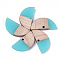 Resin & Wood Semi Circle Pendants, Half Round, Dark Turquoise, 14x28x3~3.5mm, Hole: 2mm