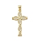 Brass Micro Micro Pave Clear Cubic Zirconia Pendants, Cadmium Free & Nickel Free & Lead Free, Cross, Real 18K Gold Plated, 32x17x2mm, Hole: 6x3.5mm