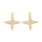 Brass Micro Pave Clear Cubic Zirconia Pendants, Star, Real 18K Gold Plated, 20.8x18.9x1.9mm, Hole: 1.2mm
