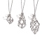 3Pcs 3 Styles 304 Stainless Steel Macrame Pouch Empty Stone Holder Necklace Making, with Brass Beads, Moon & Star, Stainless Steel Color, 17.72~29.53 inch(45~75cm)