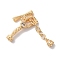 Brass Micro Pave Clear Cubic Zirconia Toggle Clasps, Cadmium Free & Nickel Free & Lead Free, Branch, Real 18K Gold Plated, 62mm, Bar: 6x17x3mm, Branch: 28x9x5mm