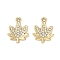 Alloy Rhinestone Pendants, Leaf, Golden, 18x14x2.5mm, Hole: 2mm