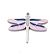 304 Stainless Steel Enamel Charms, Dragonfly Charm, Stainless Steel Color, Midnight Blue, 12x15x1mm, Hole: 0.7mm