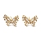 Rack Plating Brass Micro Pave Cubic Zirconia Studs Earrings, Long-Lasting Plated, Lead Free & Cadmium Free, Butterfly, Real 18K Gold Plated, 14x19mm