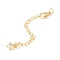 Brass Micro Pave Cubic Zirconia Chain Extender, with Stainless Steel Lobster Claw Clasps and Star Charm, Long-Lasting Plated, Golden, 77x3mm, Hole: 3mm
