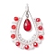 Handmade Glass Seeds Teardrop Pendants, with 304 Stainless Steel Findings, Red, 37.5x41x5mm, Hole: 1.2mm