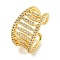 Rack Plating Brass Micro Pave Cubic Zirconia Wide Open Cuff Ring for Women, Long-Lasting Plated, Cadmium Free & Lead Free, Real 18K Gold Plated, Adjustable, 14mm