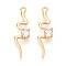 Brass Micro Pave Clear Cubic Zirconia Pendants, Nickle Free, Real 18K Gold Plated, 26.1x7.1x3.1mm, Hole: 1.4mm