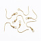 304 Stainless Steel Earring Hooks, Ear Wire, with Horizontal Loop, Real 24K Gold Plated, 20x17mm, Hole: 2mm, Pin: 0.8mm