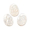 Natural Sea Shell Cabochons, Oval with Engraved Angle, White, 19~19.5x13.5~14.5x2.8~3mm
