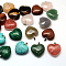 Heart Natural & Synthetic Mixed Stone Pendants, with Platinum Tone Brass Findings, 24~26x25~26x9~10mm, Hole: 2x7mm