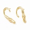 Brass Stud Earrings, with Horizontal Loops, Cadmium Free & Nickel Free & Lead Free, Twist Candy Cane, Golden, 27x13.5mm, Hole: 1.4mm, Pin: 0.9mm