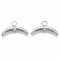 Brass Micro Pave Cubic Zirconia Pendants, Nickel Free, Moon, Clear, Real Platinum Plated, 12x20.5x2.5mm, Hole: 2.5mm