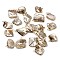 Natural Freshwater Shell Pendants, Nuggets Charms with Brass Edge, Golden, 22~28x20~25x6~9mm, Hole: 1.8mm