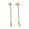 925 Sterling Silver Chain Extenders, with Spring Ring Clasps & Charms, Teardrop, Antique Golden, 62x5.8mm, Hole: 1.6mm