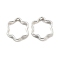 Rack Plating Brass Bead Frames, Long-Lasting Plated, Flower, Silver, 13x2.9x0.8mm, Hole: 0.9~1mm