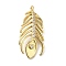 Rack Plating Brass Micro Pave Cubic Zirconia Pendants, Cadmium Free & Lead Free, Feather, Real 18K Gold Plated, 26x12x4.5mm, Hole: 1.4mm