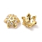 Brass Micro Pave Cubic Zirconia Bead Cap, 6-Petal Flower, Real 18K Gold Plated, Cadmium Free & Nickel Free & Lead Free, 10x9x4.5mm, Hole: 1.5mm