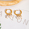 Fashionable 304 Stainless Steel Rice Chandelier Earrings, with Imitation Pearl, Real 18K Gold Plated, 12.1x3.1mm