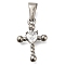 Ion Plating(IP) 304 Stainless Steel Pendants with Cubic Zirconia, Cross Charms, Stainless Steel Color, 20.5x14x4.5mm, Hole: 7x3mm