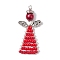 Glass Seed Beads Pendants, with Antique Silver Brass Findings, Angle, Red, 49x23.5x8.5mm, Hole: 2mm