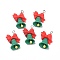 Christmas Opaque Resin Pendants, with Platinum Tone Iron Loops, Bell Shape, Green, 26x17x7mm, Hole: 2mm