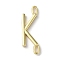 Rack Plating Brass Connector Charms, for Personalized Name Necklace Making, Cadmium Free & Lead Free, Long-Lasting Plated, Real 18K Gold Plated, Letter K, 22.5x7.5x1.5mm, Hole: 3x0.8mm