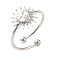 Non-Tarnish 304 Stainless Steel Open Cuff Ring, Flower, Inner Diameter: 17.8mm