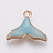 Zinc Alloy Enamel Pendants, Whale Tail Shape, Golden, Sky Blue, 15x18x3mm, Hole: 1.5mm