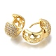 Серьги-кольца из латуни с микропаве из кубического циркония EJEW-H016-13G-04-2