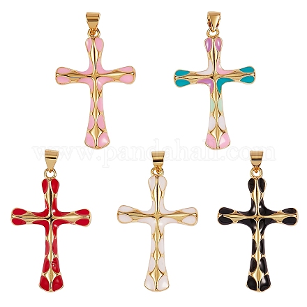 5шт 5 цвета латунные подвески с эмалью KK-SZ0004-07-1