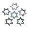 Rack Plating Brass Micro Pave Cubic Zirconia Star Linking Rings, Long-Lasting Plated, Lead Free & Cadmium Free, Platinum, Mixed Color, 25x22x3mm, Inner Diameter: 14.5x13mm