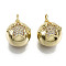Brass Micro Pave Cubic Zirconia Pendants, with Jump Rings, Nickel Free, Round with Star, Real 16K Gold Plated, Clear, 15x14x12mm, Jump Ring: 5x0.7mm, Inner Diameter: 3mm