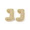 Brass Micro Pave Clear Cubic Zirconia Pendants, Cadmium Free & Nickel Free & Lead Free, Letter J, 25x20x6.5mm, hole: 3.5x2mm
