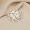 Flower Alloy Rhinestone Brooches, with Plastic Pearl, Silver, 50x50mm