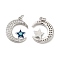 Brass Micro Pave Cubic Zirconia Pendants, Cadmium Free & Nickel Free & Lead Free, with Jump Ring, with Enamel Evil Eye, Moon & Star Charms, Platinum, 21x17x2.5mm, Hole: 2.5mm