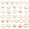 32Pcs 32 Style Alloy Finger Rings Sets with Crystal Rhinestone, Stackable Rings, Heart & Hamsa Hand & Star & Oval & Teardrop, Golden, Inner Diameter: 14.1~18.9mm, 1Pc/style