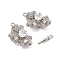 Brass Micro Pave Clear Cubic Zirconia Box Clasps, Cadmium Free & Nickel Free & Lead Free, Bowknot, Platinum, 13x20.5x9.5mm, Hole: 1.2mm