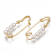 Brass Brooches, with ABS Plastic Imitation Pearl, Nickel Free, Real 18K Gold Plated, 21~22x7~8mm, Pin: 0.7mm