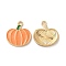 Light Gold Plated Alloy Enamel Pendants, Cadmium Free & Nickel Free & Lead Free, Pumpkin Charm, Orange, 20x18.5x2mm, Hole: 1.8mm
