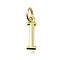 Brass Pendants, With Jump Ring, Long-Lasting Plated, Lead Free & Cadmium Free, Rack Plating, Real 18K Gold Plated, Letter I, 12x3.5x2mm, Hole: 3mm