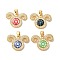 Brass Micro Pave Cubic Zirconia Pendants, with Enamel & Shell, Long-Lasting Plated, Lead Free & Cadmium Free, Real 18K Gold Plated, Sheep, Mixed Color, 17x23x3mm, Hole: 4mm