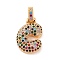 Brass Micro Pave Cubic Zirconia Pendants, Nickel Free, Real 18K Gold Plated, Colorful, Letter C, 18.5~24x12.5~25.5x5~5.5mm, Hole: 5x3mm