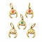 304 Stainless Steel Enamel Pendants, with Jump Ring, Eye Charms, Ion Plating(IP), Real 14K Gold Plated, Mixed Color, 12x9x1.5mm, Hole: 4x2.5mm